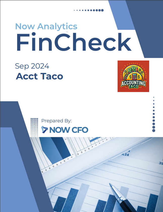 NOW Analytics FinCheck Accconting Taco Cover