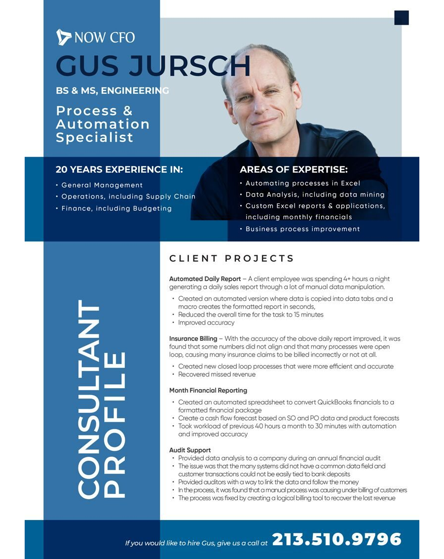 Consultant Profile One Sheet Gus Jursch