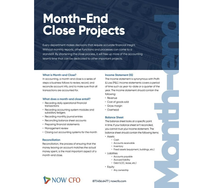 Month-End Close Projects One Sheet
